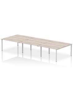 Dynamic Impulse Bench B2B 6 Person 1400 Silver Frame Office Bench Desk Grey Oak IB00185