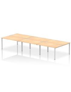 Dynamic Impulse Bench B2B 6 Person 1400 Silver Frame Office Bench Desk Maple IB00186