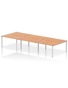 Dynamic Impulse Bench B2B 6 Person 1400 Silver Frame Office Bench Desk Oak IB00187