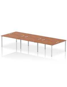 Dynamic Impulse Bench B2B 6 Person 1400 Silver Frame Office Bench Desk Walnut IB00188