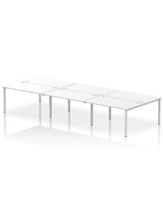 Dynamic Impulse Bench B2B 6 Person 1400 Silver Frame Office Bench Desk White IB00189