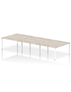 Dynamic Impulse Bench B2B 6 Person 1400 White Frame Office Bench Desk Grey Oak IB00191