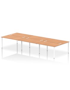 Dynamic Impulse Bench B2B 6 Person 1400 White Frame Office Bench Desk Oak IB00193