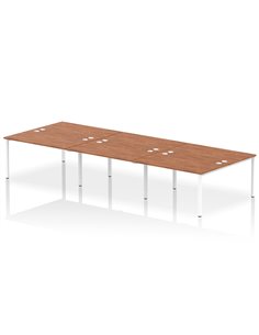 Dynamic Impulse Bench B2B 6 Person 1400 White Frame Office Bench Desk Walnut IB00194