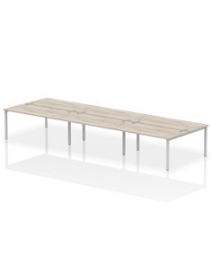 Dynamic Impulse Bench B2B 6 Person 1600 Silver Frame Office Bench Desk Grey Oak IB00197