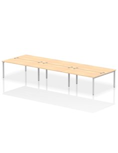 Dynamic Impulse Bench B2B 6 Person 1600 Silver Frame Office Bench Desk Maple IB00198
