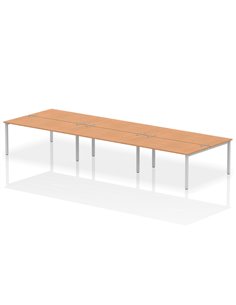 Dynamic Impulse Bench B2B 6 Person 1600 Silver Frame Office Bench Desk Oak IB00199
