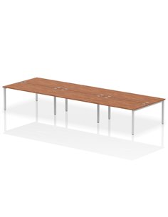 Dynamic Impulse Bench B2B 6 Person 1600 Silver Frame Office Bench Desk Walnut IB00200