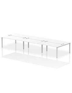 Dynamic Impulse Bench B2B 6 Person 1600 Silver Frame Office Bench Desk White IB00201