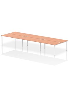 Dynamic Impulse Bench B2B 6 Person 1600 White Frame Office Bench Desk Beech IB00202