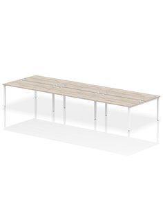 Dynamic Impulse Bench B2B 6 Person 1600 White Frame Office Bench Desk Grey Oak IB00203
