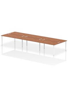 Dynamic Impulse Bench B2B 6 Person 1600 White Frame Office Bench Desk Walnut IB00206