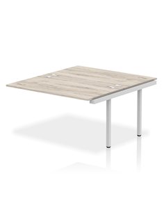 Dynamic Impulse Bench B2B Ext Kit 1400 Silver Frame Office Bench Desk Grey Oak IB00221