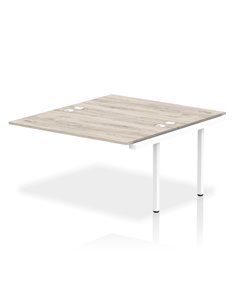 Dynamic Impulse Bench B2B Ext Kit 1400 White Frame Office Bench Desk Grey Oak IB00227