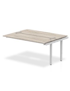 Dynamic Impulse Bench B2B Ext Kit 1600 Silver Frame Office Bench Desk Grey Oak IB00233