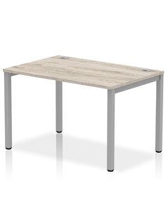 Dynamic Impulse Bench Single Row 1200 Silver Frame Office Bench Desk Grey Oak IB00245