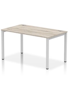 Dynamic Impulse Bench Single Row 1400 Silver Frame Office Bench Desk Grey Oak IB00257