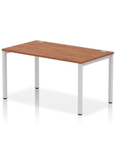 Dynamic Impulse Bench Single Row 1400 Silver Frame Office Bench Desk Walnut IB00260