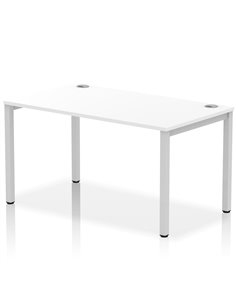 Dynamic Impulse Bench Single Row 1400 Silver Frame Office Bench Desk White IB00261