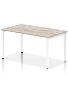 Dynamic Impulse Bench Single Row 1400 White Frame Office Bench Desk Grey Oak IB00263