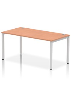 Dynamic Impulse Bench Single Row 1600 Silver Frame Office Bench Desk Beech IB00268