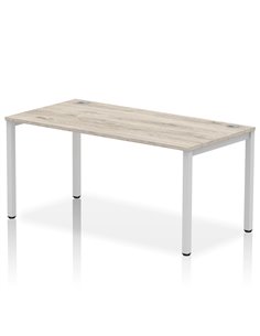 Dynamic Impulse Bench Single Row 1600 Silver Frame Office Bench Desk Grey Oak IB00269