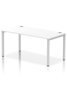 Dynamic Impulse Bench Single Row 1600 Silver Frame Office Bench Desk White IB00273