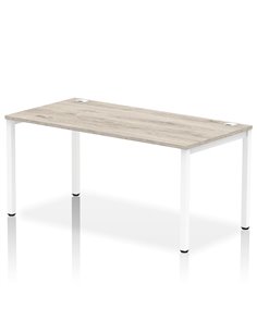 Dynamic Impulse Bench Single Row 1600 White Frame Office Bench Desk Grey Oak IB00275