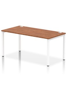 Dynamic Impulse Bench Single Row 1600 White Frame Office Bench Desk Walnut IB00278