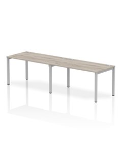 Dynamic Impulse Bench Single Row 2 Person 1400 Silver Frame Office Bench Desk Grey Oak IB00293