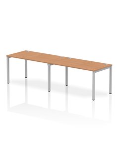 Dynamic Impulse Bench Single Row 2 Person 1400 Silver Frame Office Bench Desk Oak IB00295