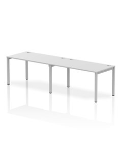 Dynamic Impulse Bench Single Row 2 Person 1400 Silver Frame Office Bench Desk White IB00297