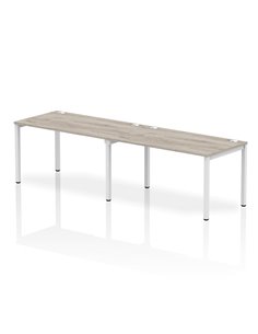 Dynamic Impulse Bench Single Row 2 Person 1400 White Frame Office Bench Desk Grey Oak IB00299