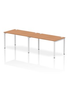 Dynamic Impulse Bench Single Row 2 Person 1400 White Frame Office Bench Desk Oak IB00301