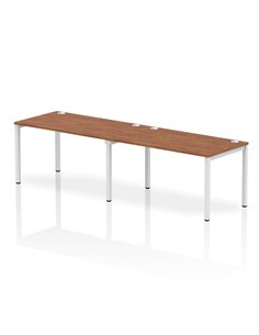 Dynamic Impulse Bench Single Row 2 Person 1400 White Frame Office Bench Desk Walnut IB00302