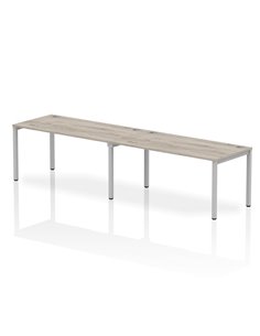 Dynamic Impulse Bench Single Row 2 Person 1600 Silver Frame Office Bench Desk Grey Oak IB00305