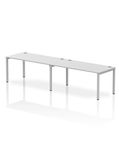 Dynamic Impulse Bench Single Row 2 Person 1600 Silver Frame Office Bench Desk White IB00309