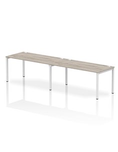 Dynamic Impulse Bench Single Row 2 Person 1600 White Frame Office Bench Desk Grey Oak IB00311