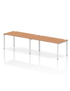 Dynamic Impulse Bench Single Row 2 Person 1600 White Frame Office Bench Desk Oak IB00313