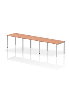 Dynamic Impulse Bench Single Row 3 Person 1200 Silver Frame Office Bench Desk Beech IB00316