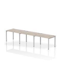 Dynamic Impulse Bench Single Row 3 Person 1200 Silver Frame Office Bench Desk Grey Oak IB00317