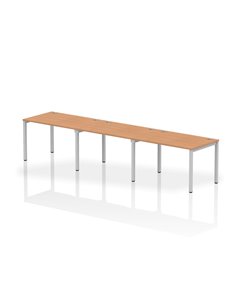 Dynamic Impulse Bench Single Row 3 Person 1200 Silver Frame Office Bench Desk Oak IB00319