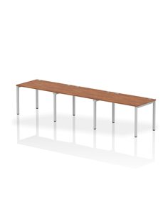 Dynamic Impulse Bench Single Row 3 Person 1200 Silver Frame Office Bench Desk Walnut IB00320
