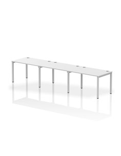 Dynamic Impulse Bench Single Row 3 Person 1200 Silver Frame Office Bench Desk White IB00321