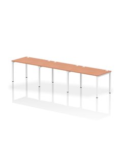 Dynamic Impulse Bench Single Row 3 Person 1200 White Frame Office Bench Desk Beech IB00322