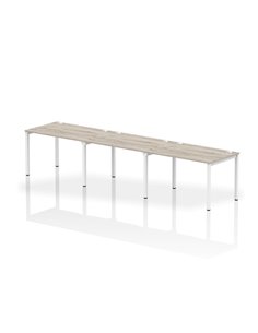 Dynamic Impulse Bench Single Row 3 Person 1200 White Frame Office Bench Desk Grey Oak IB00323