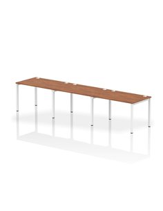 Dynamic Impulse Bench Single Row 3 Person 1200 White Frame Office Bench Desk Walnut IB00326