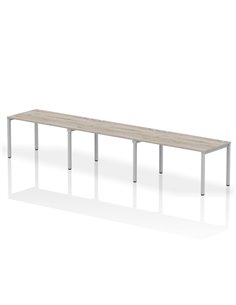 Dynamic Impulse Bench Single Row 3 Person 1400 Silver Frame Office Bench Desk Grey Oak IB00329