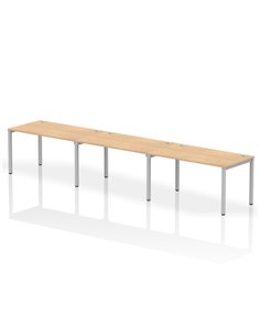 Dynamic Impulse Bench Single Row 3 Person 1400 Silver Frame Office Bench Desk Maple IB00330