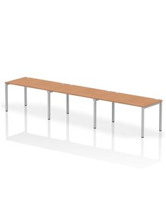 Dynamic Impulse Bench Single Row 3 Person 1400 Silver Frame Office Bench Desk Oak IB00331